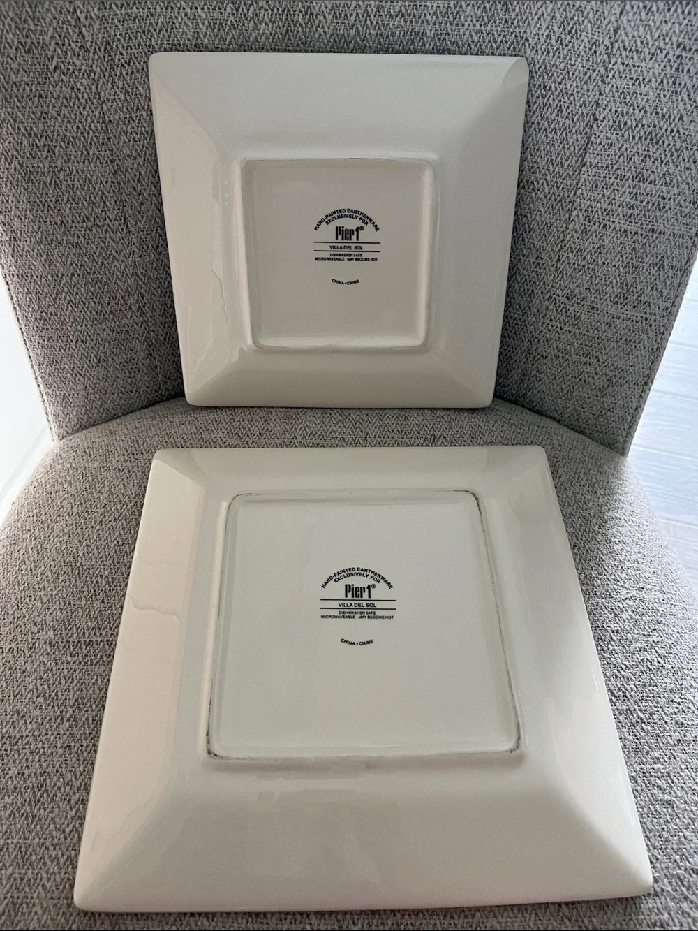 2 Pier 1 Villa del Sol hand painted earthenware square plates tuscan village